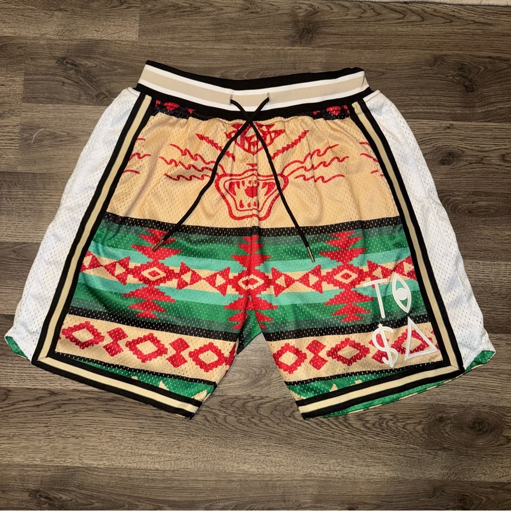 TISA TRIBAL BASKETBALL SHORTS TAN MENS XS